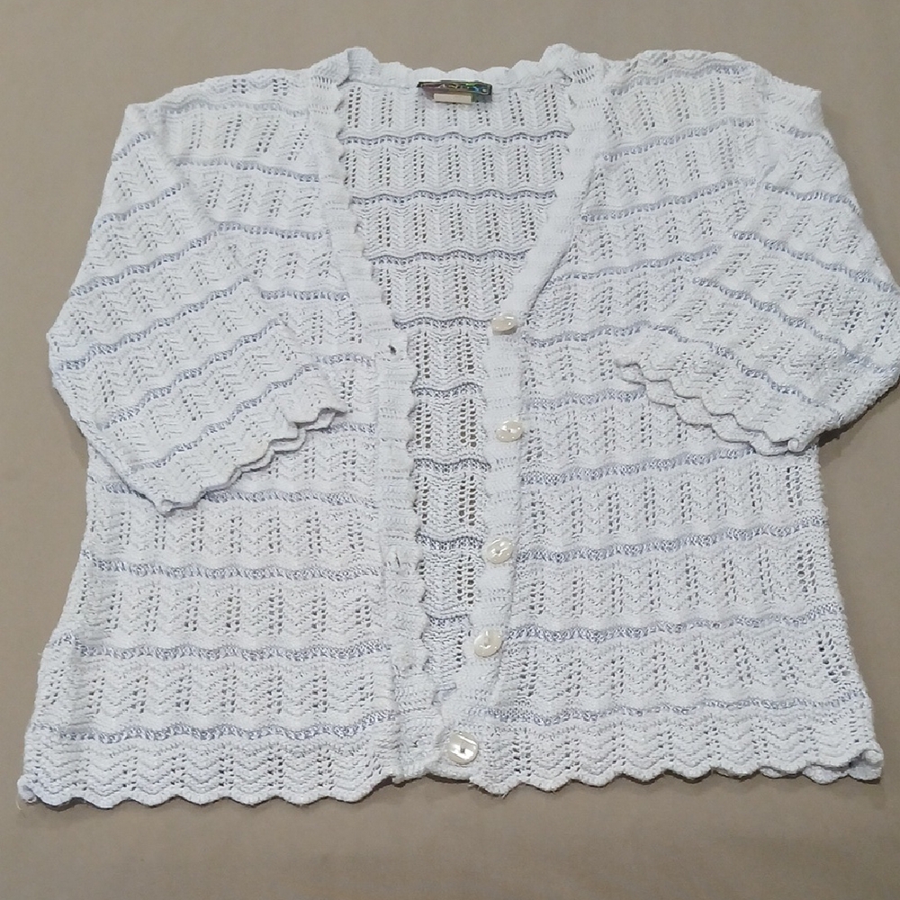 Eye Candy Light Blue Shrug with Scalloped Edges